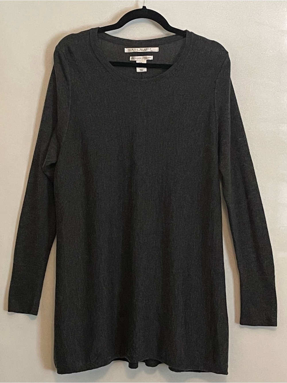 Max Studio Charcoal Gray Extra Fine Merino Wool Long-Sleeve Knit Top XXL